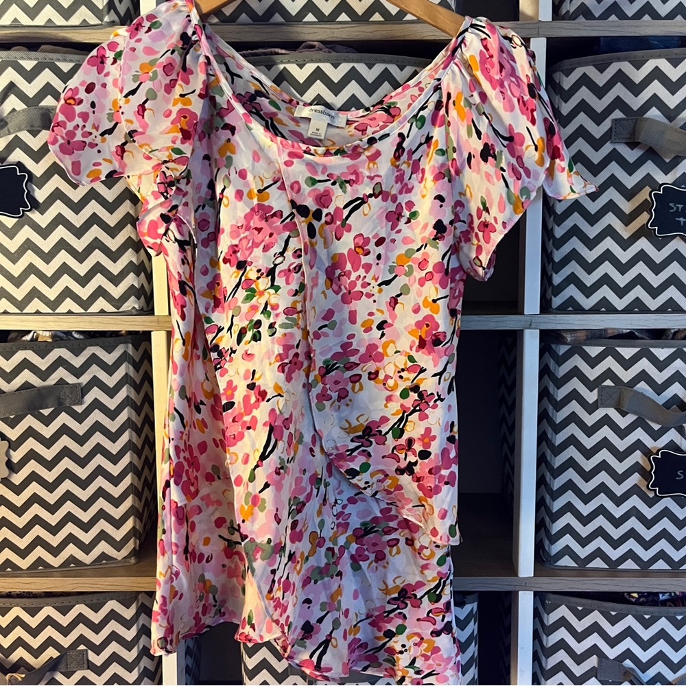 dressbarn Layered Blouse in Pink and Reds